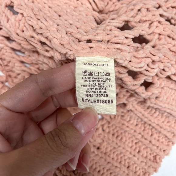 Mystree chenille chunky knit open front cardigan light pink size S - Picture 9 of 11